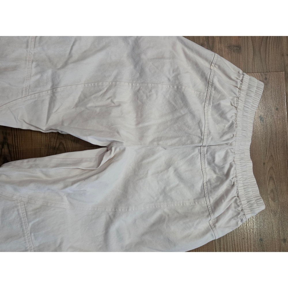 Boho Cottage Core Magnolia Cream Floral Barrel Embroidered Cotton Jogger Small - Picture 6 of 6
